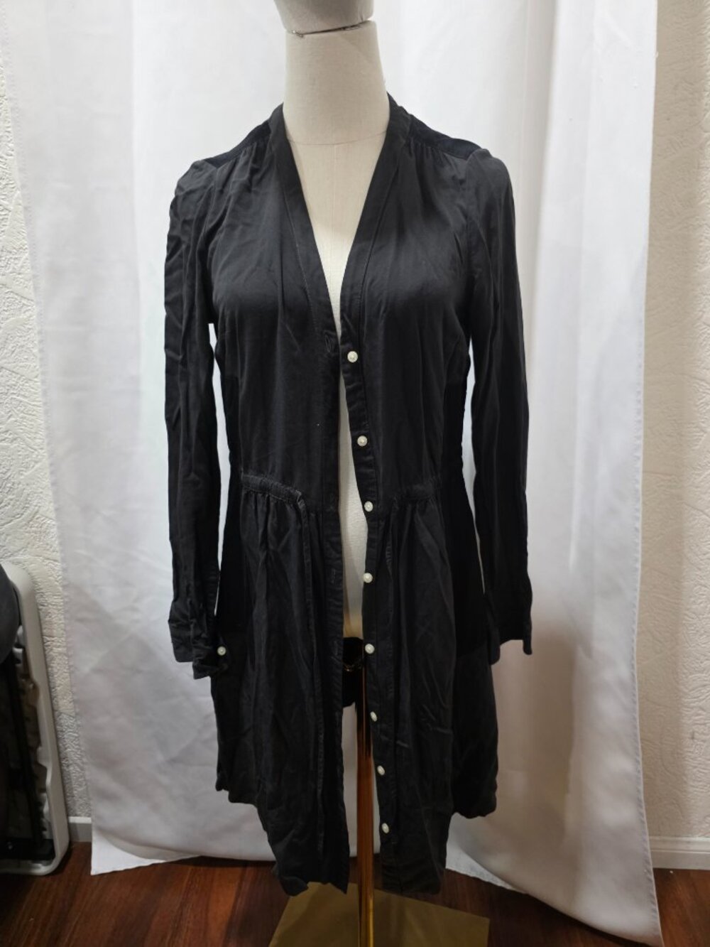 Long sleeve button down black and grey dress